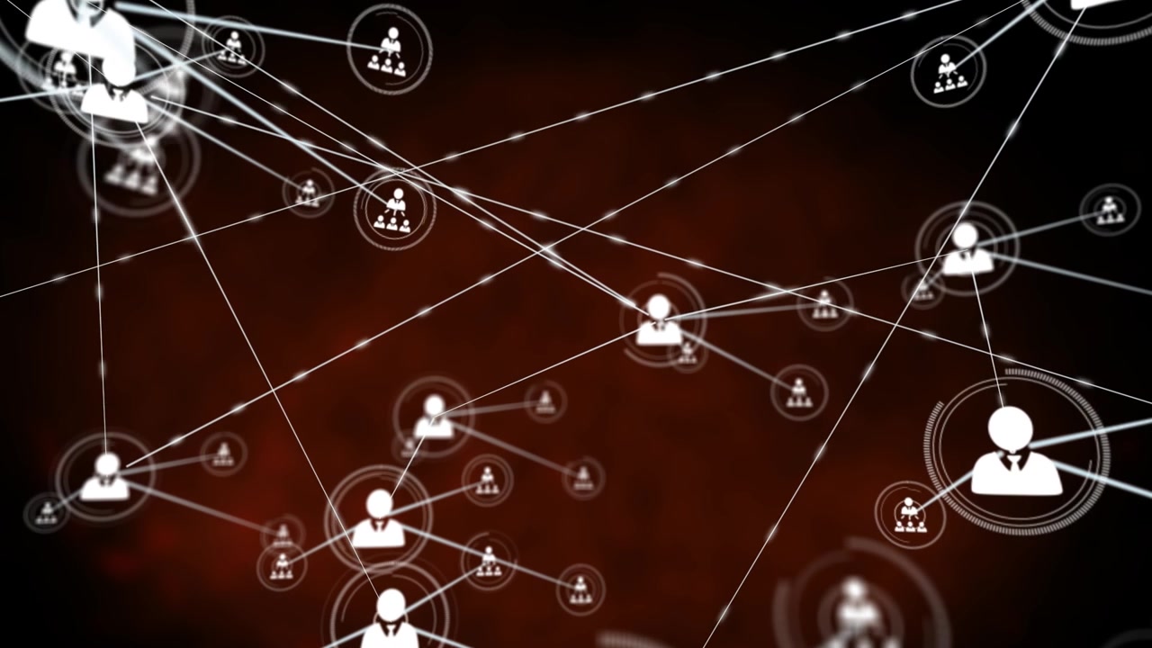 Digital Network Connection with Human Icons on Dark Background