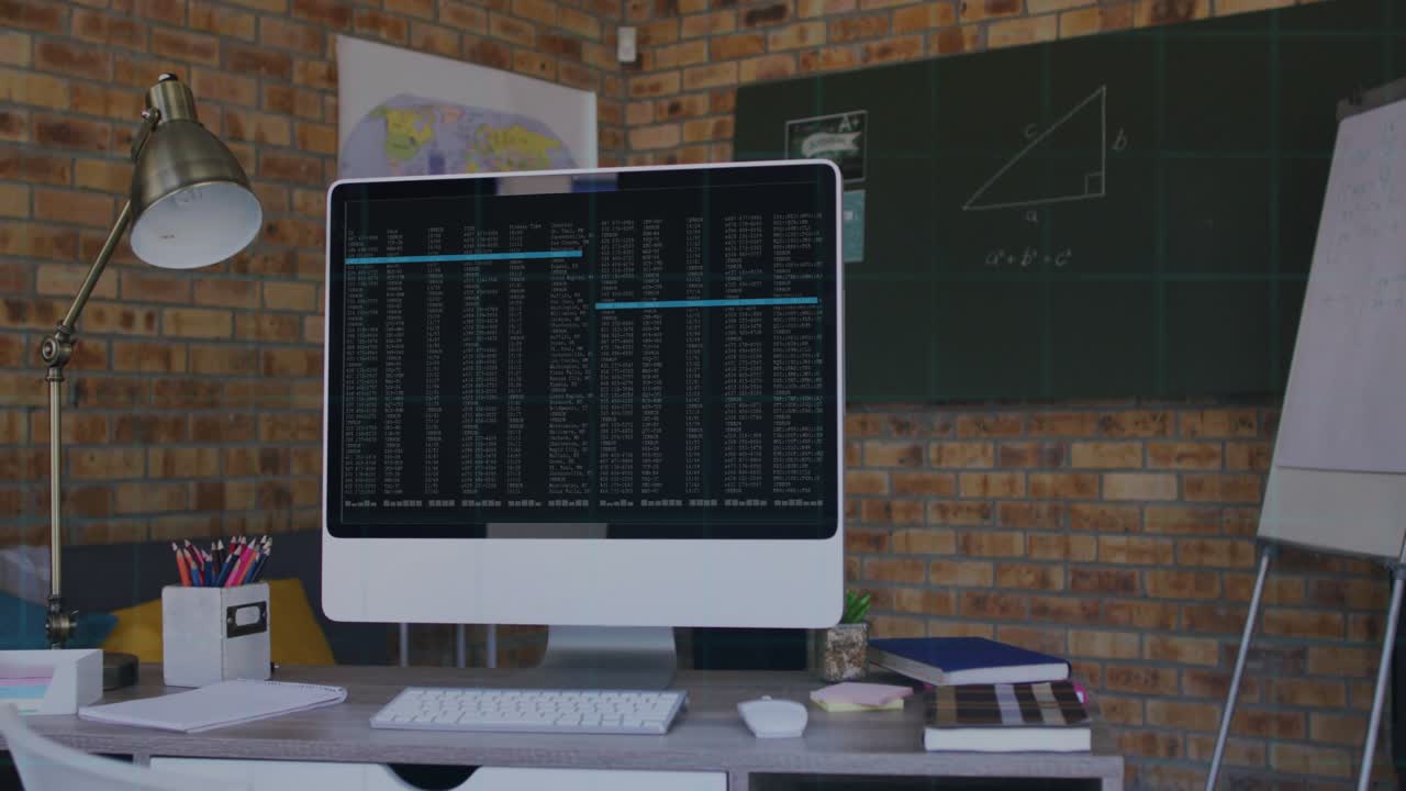 On data update monitor showing data HUD expanding sweeping right tilting settling to show patterns