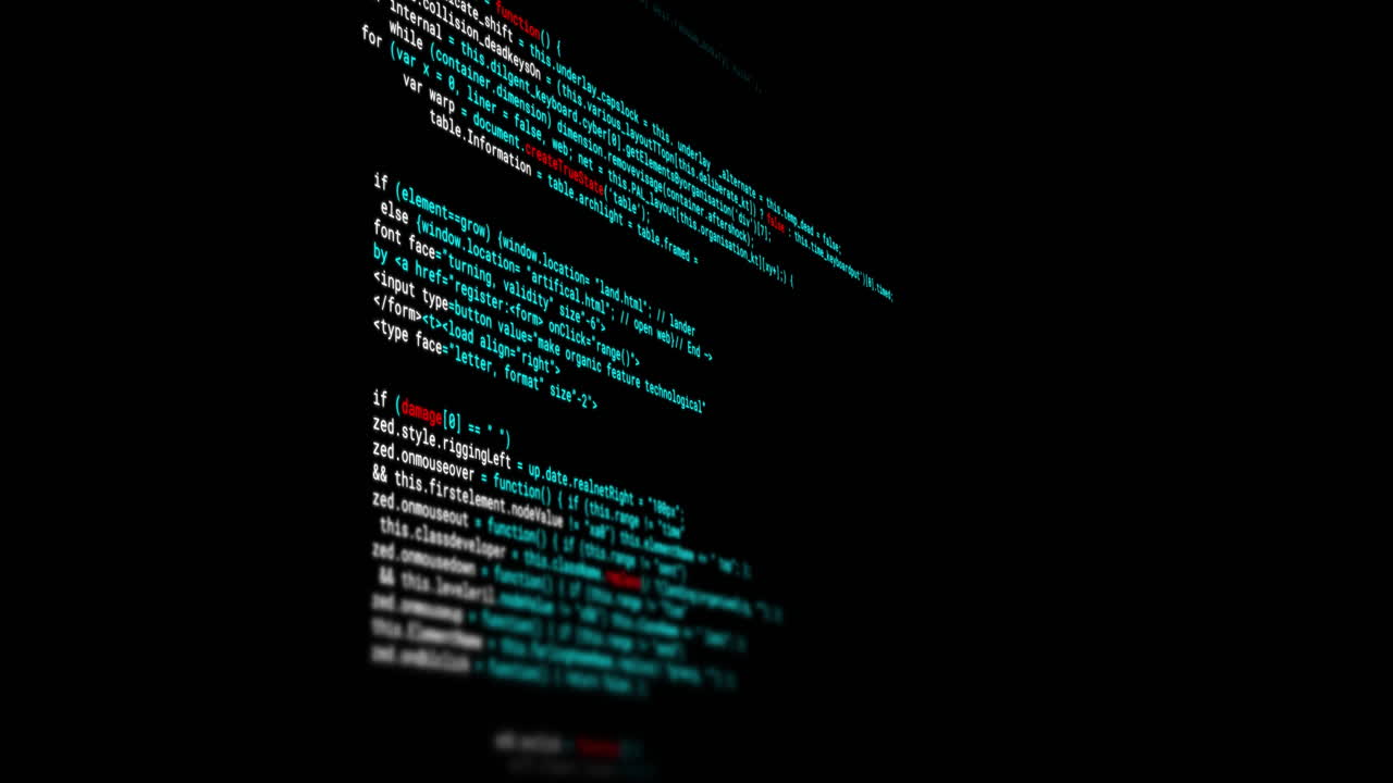 Animation of digital data processing over black background