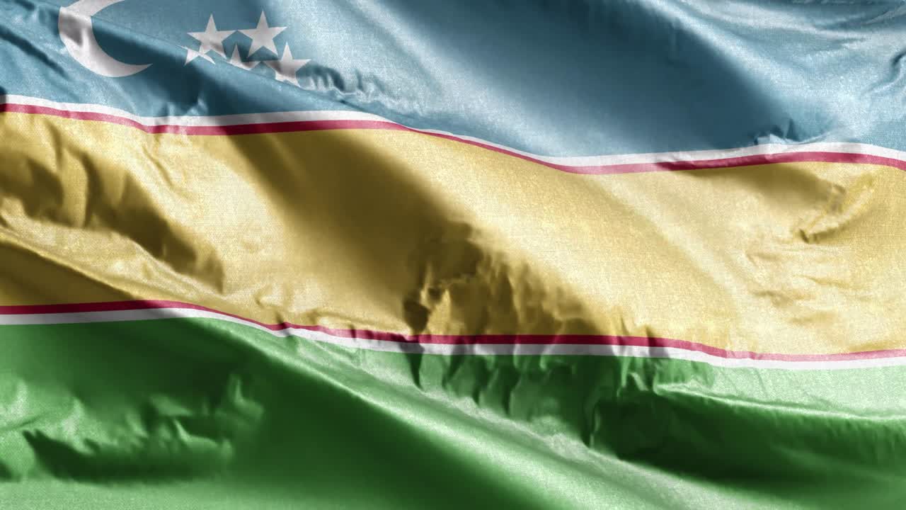 카라칼파크스탄의 섬유 발이 바람에 흔들리며, 카라칼 파크스탄의 발은 바람에서 흔들리고, 직물 섬유 조직은 완전히 채우는 배경, 10 초 루프.