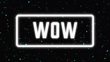 animación pantalla de videojuegos antiguos con la palabra wow escrita