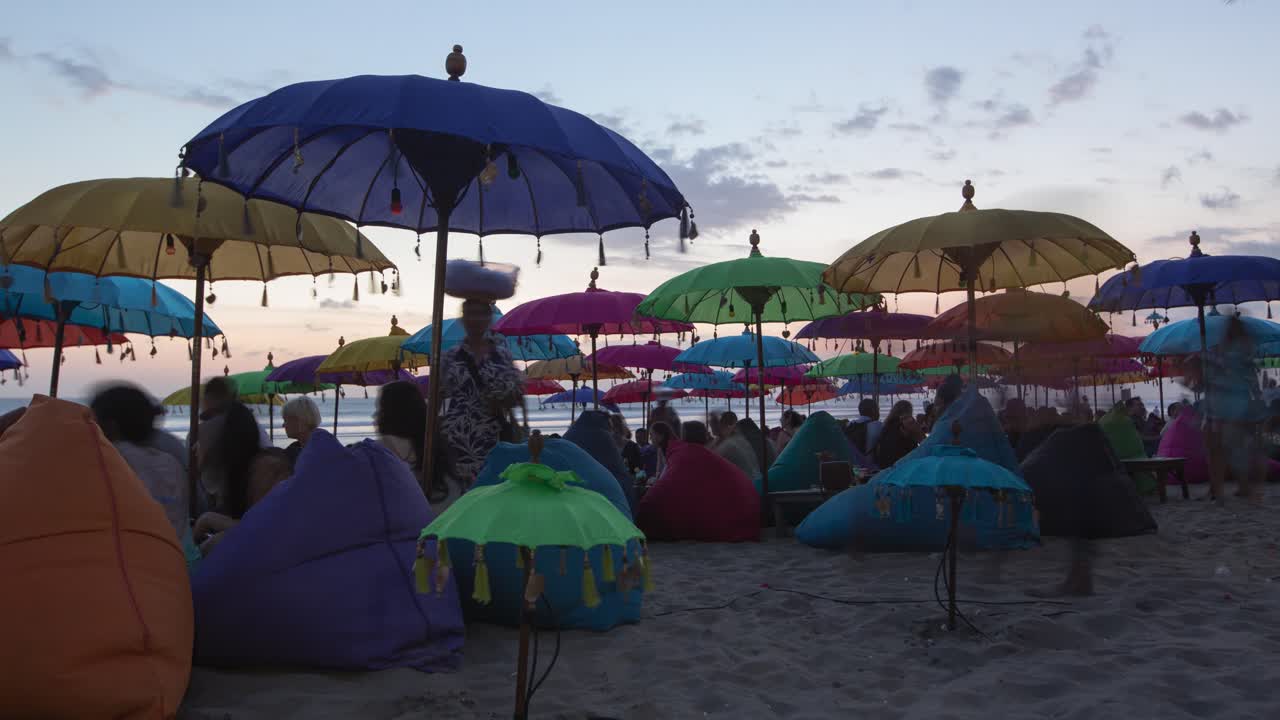 Colorful Beach Sunset with People
