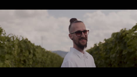 man in vineyard