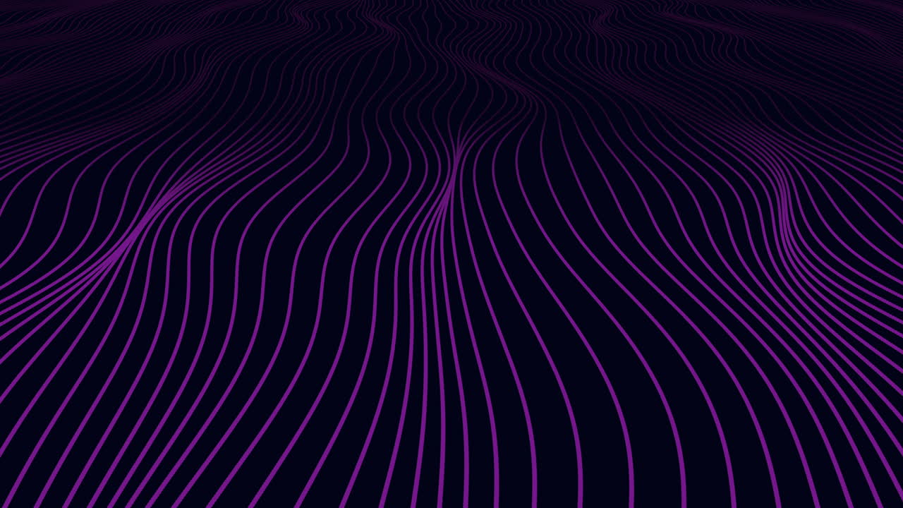 Dynamic purple neon wave lines flow across a dark background, creating a futuristic digital landscape ideal for technology, music visuals, presentations, and modern abstract backdrops