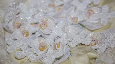 white lace ornaments with baby angels