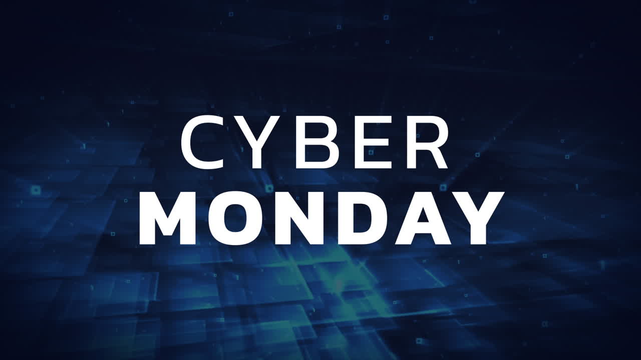 Cyber Monday skilt mod digital baggrund 4k