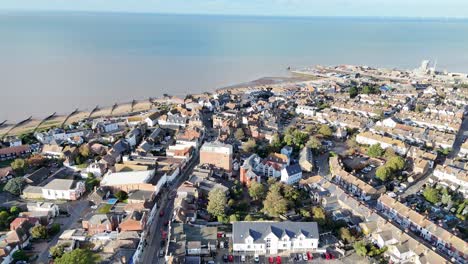 Whitstable-seaside-town-Kent-UK-pull-back-drone-aerial-reverse-reveal