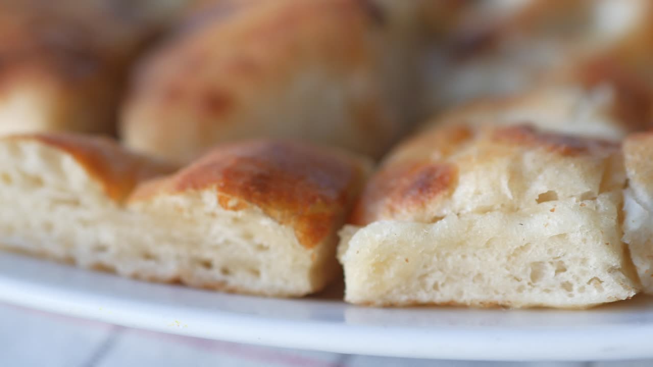 터키 피데 슬라이스의 클로즈업