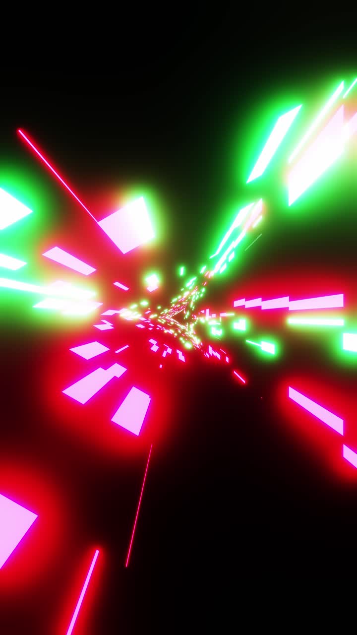 volando attraverso un tunnel al neon astratto. video a loop verticale