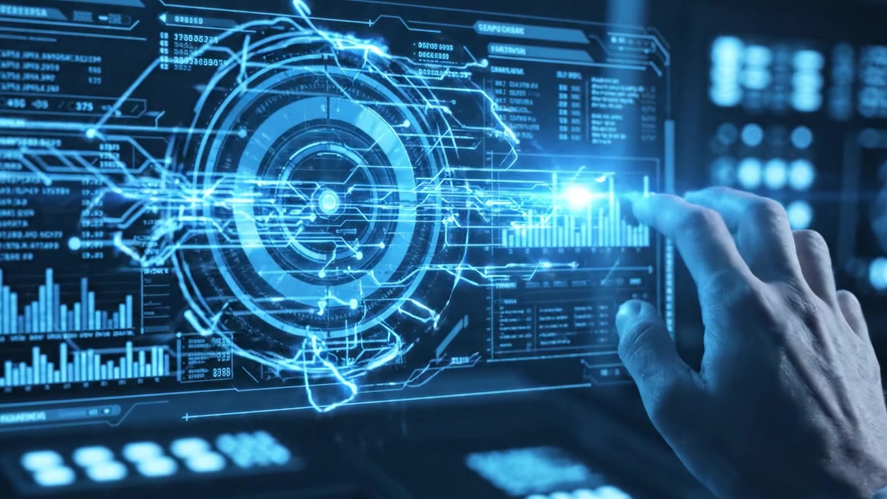 An Insightful Look into Advanced Data Analytics with a Futuristic Interface Featuring Graphical Displays and Vital Metrics in a Digital Environment