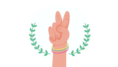 hand with peace sign animation