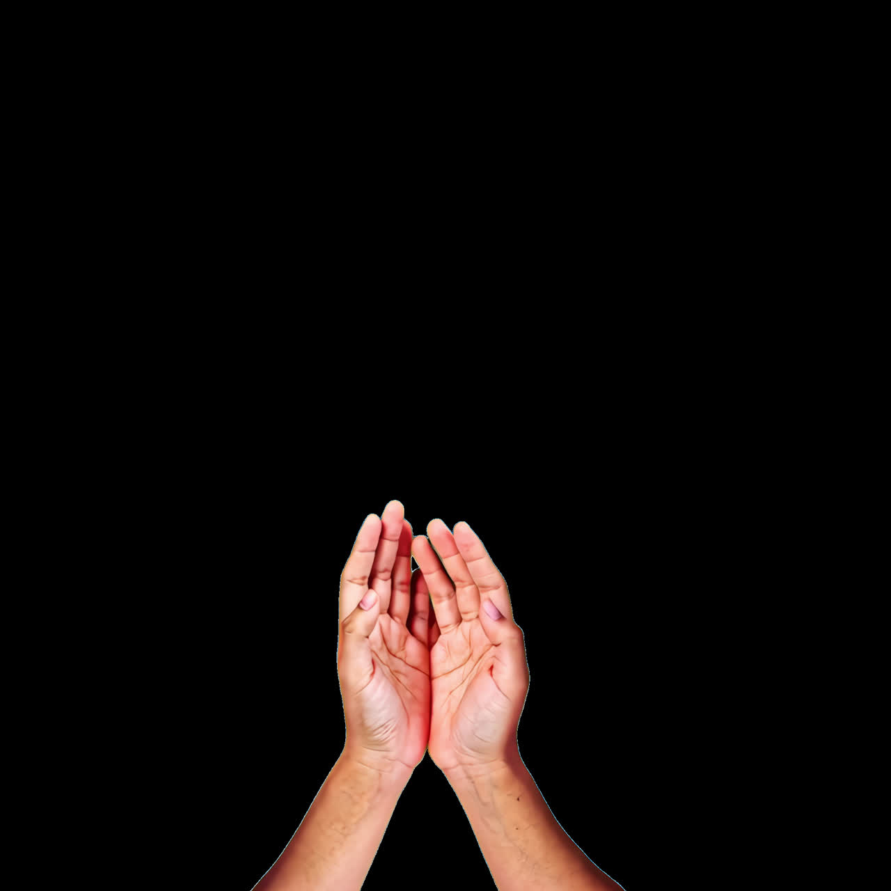 Hands cupped offering gesture animation isolated asset, transparent 4K video, alpha channel, ProRes