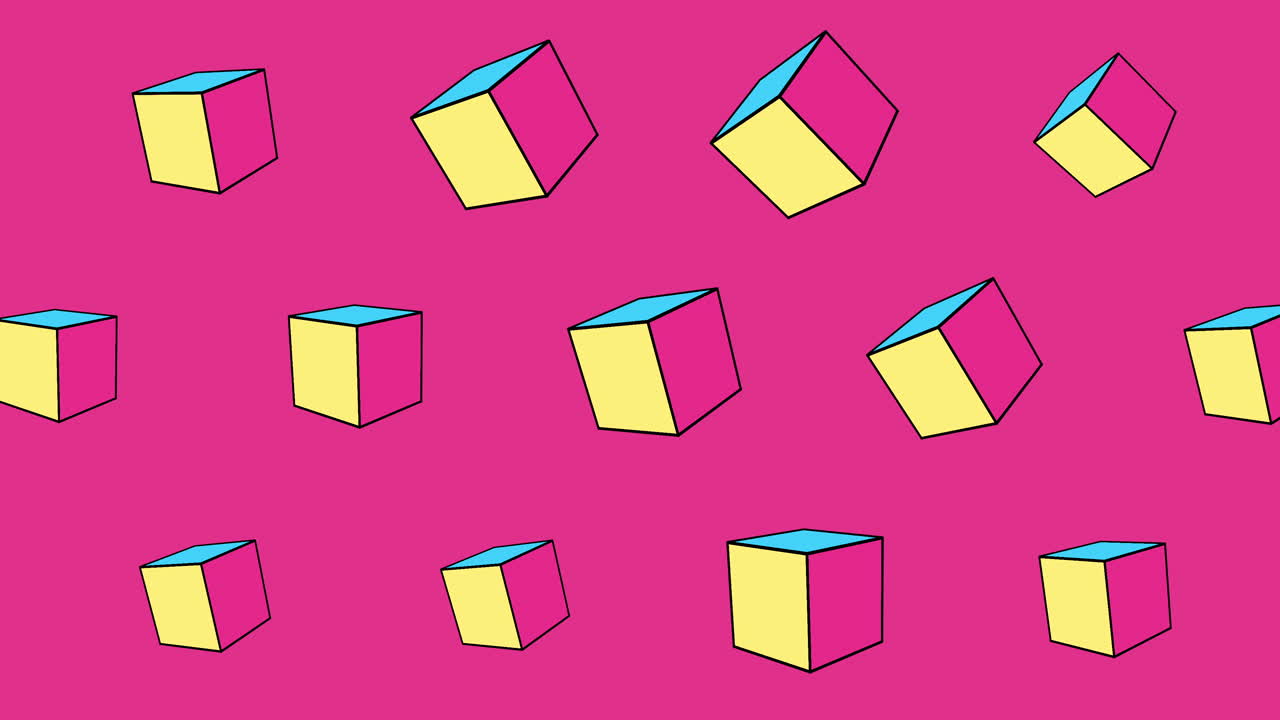 모션 추상적 인 기하학적 큐브 핑크 멤피스 배경