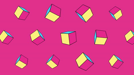 motion abstract geometric cubes pink memphis background