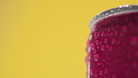 Close-Up-Of-Condensation-Droplets-On-Revolving-Takeaway-Can-Of-Cold-Beer-Or-Soft-Drink-Against-Yellow-Background-With-Copy-Space-5