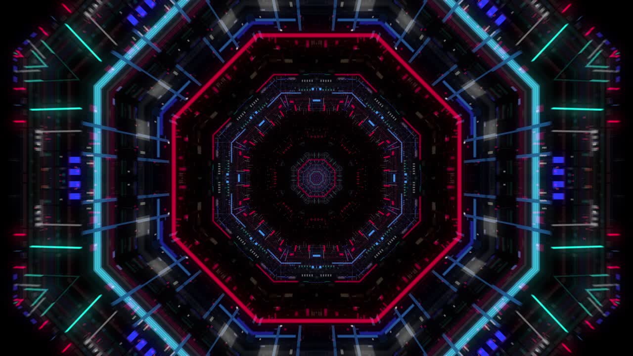 Loop continuo di un Large Hadron Collider astratto. Portale di velocità. Scienza dei dati