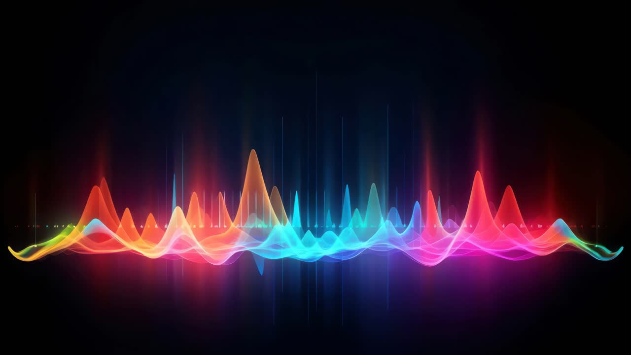Vibrant, abstract video concept with colorful peaks resembling sound waves