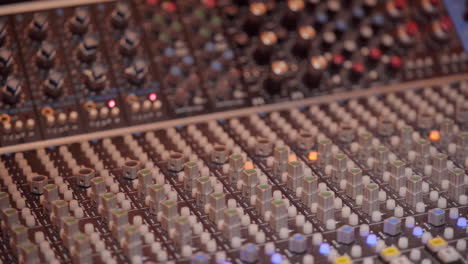 analog console with vu meters inside the studio