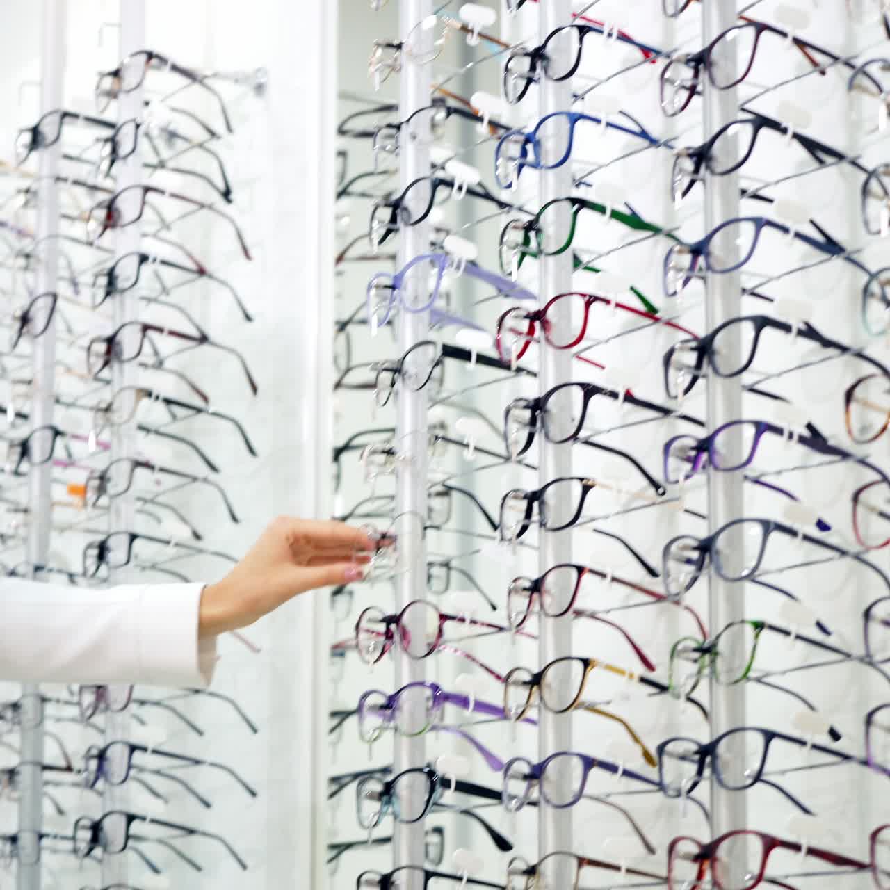 Various of eye glasses in the shop