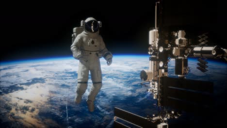 International-Space-Station-and-astronaut-in-outer-space-over-the-planet-Earth