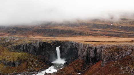 Drone-footage-of-remote-waterfall-in-Iceland