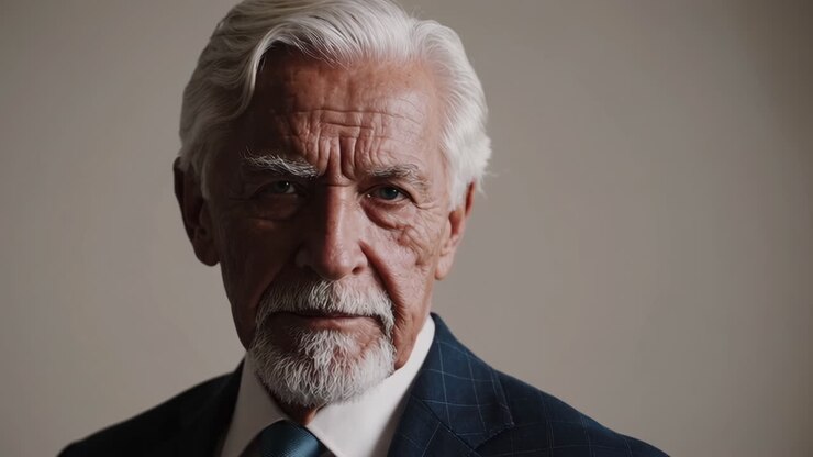Close-up Portrait of an Elderly Man in a Suit