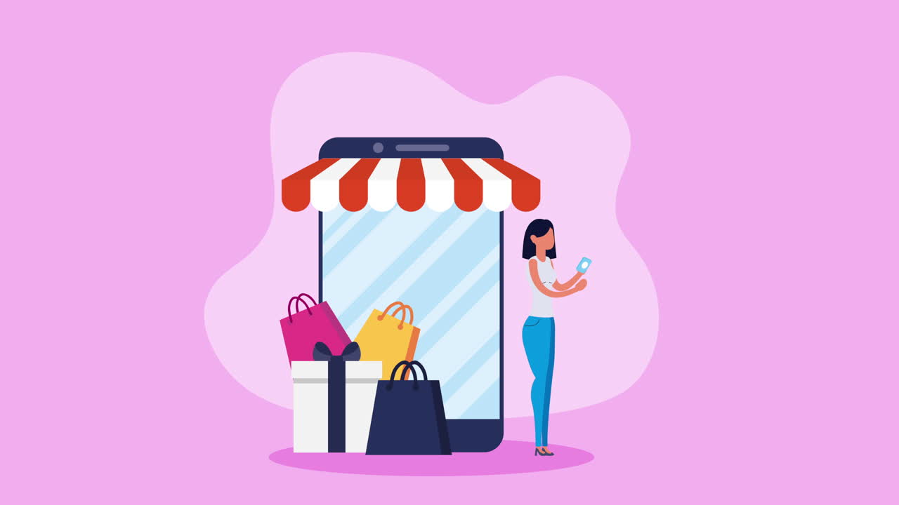mujer comprando en línea en el teléfono inteligente