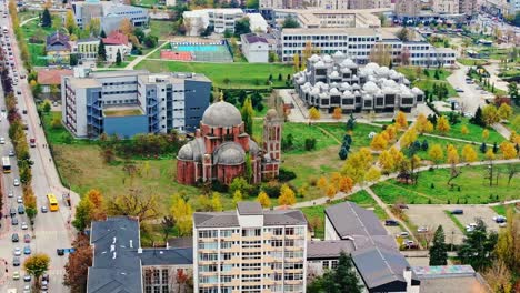religious and cultural landmarks dominate aerial view of kosovo’s cityscape