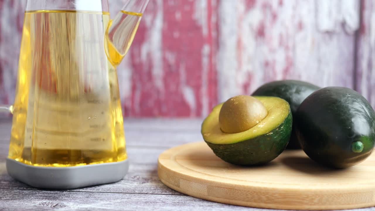 Avocado and Oil Still Life
