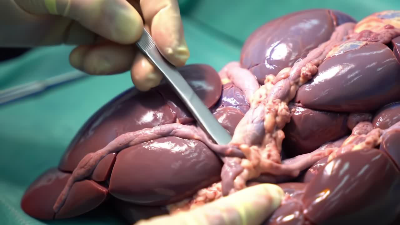 Intricate Surgical Procedure on Organ Dissection: Clear Examination of Functions and Structures during Procedure Focused on the Kidney's Anatomy and Connectivity