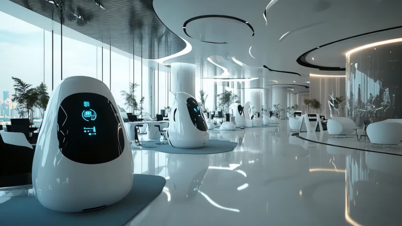 interior de oficina moderno y futurista