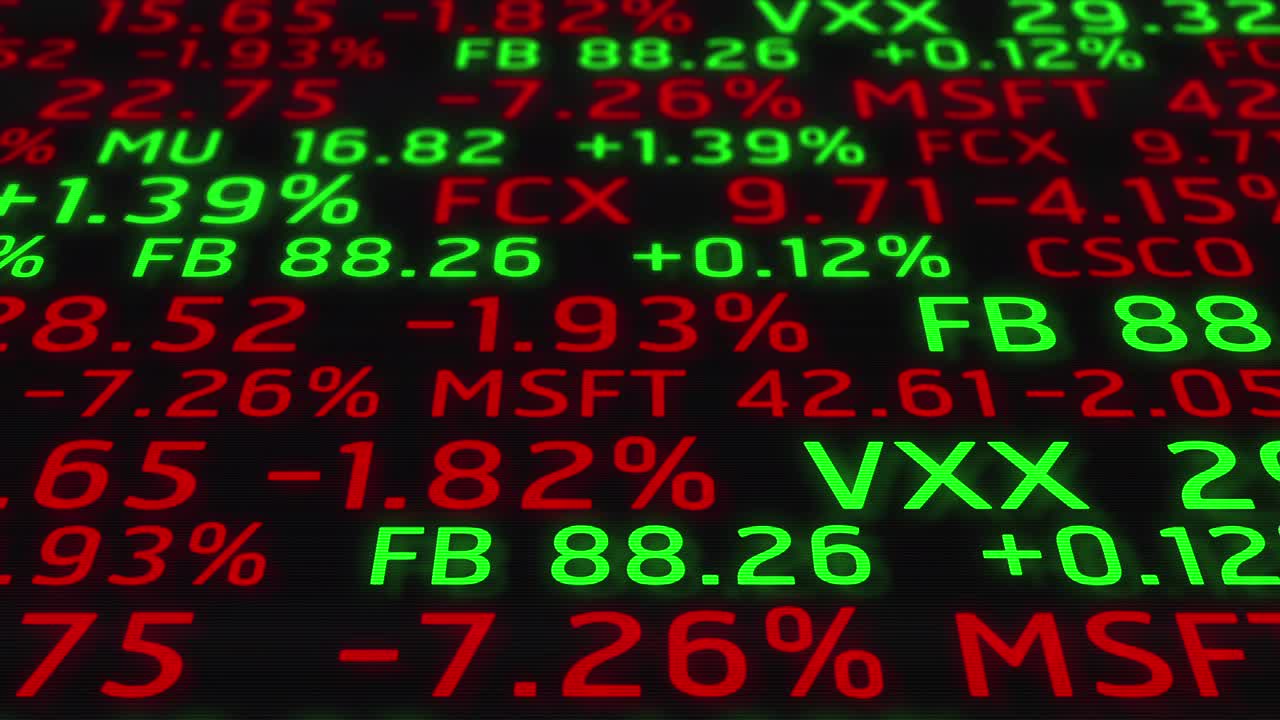 4k Animazione in loop continuo di scorrimento titoli di borsa