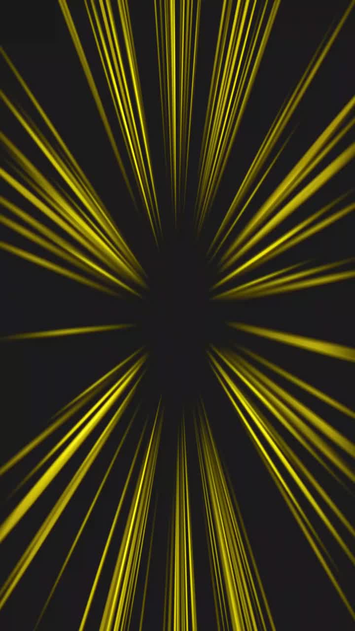 Abstract Yellow Speed Lines Radiating from Center on Black Background