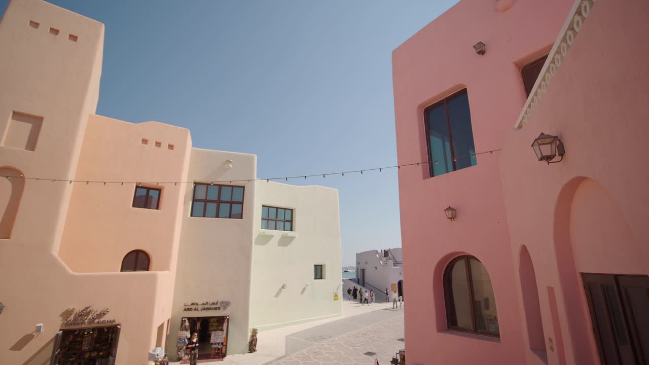 Colorful Pastel Buildings in a Mediterranean-Style Town