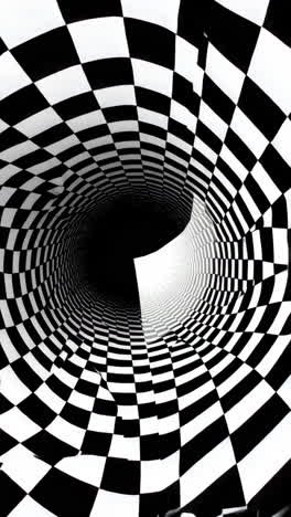 abstract black and white checkered tunnel vortex
