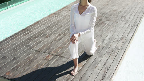 beautiful woman performing yoga