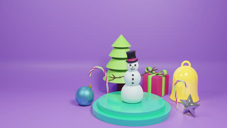 Animation-of-christmas-decorations-over-purple-background