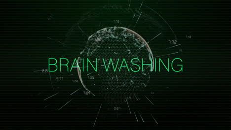 animation of brain washing text over globe