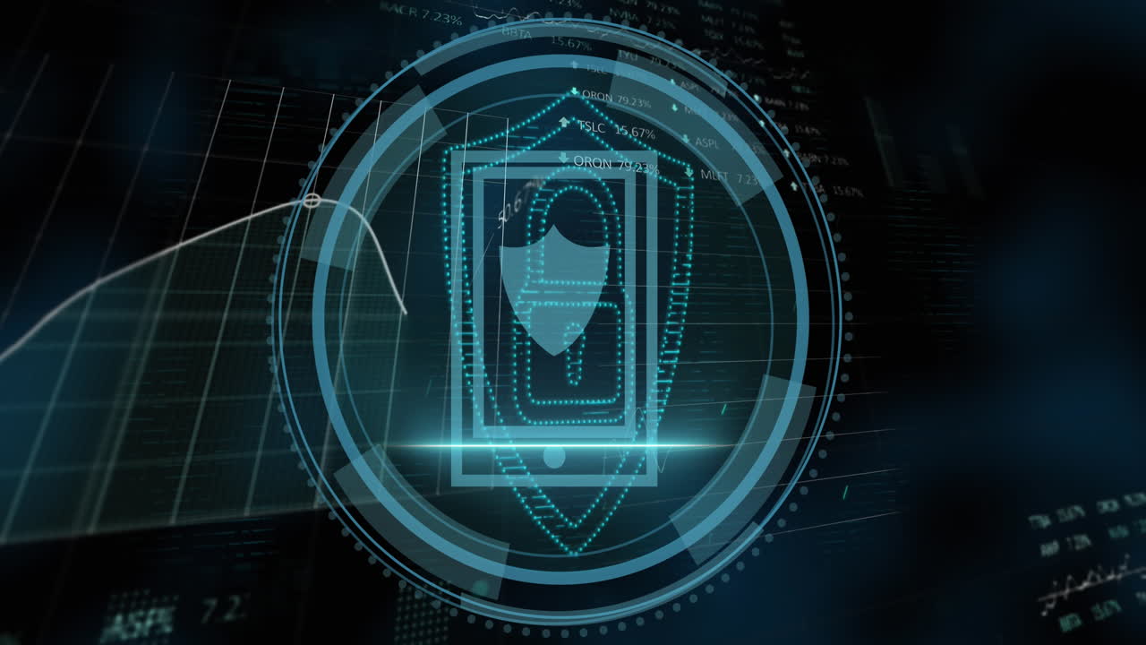 animación del procesamiento de datos financieros a través de un candado