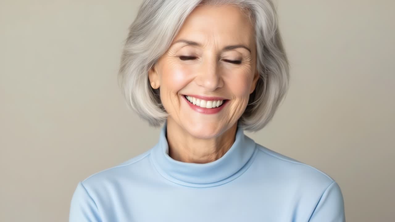 Portrait of a smiling senior woman with grey hair