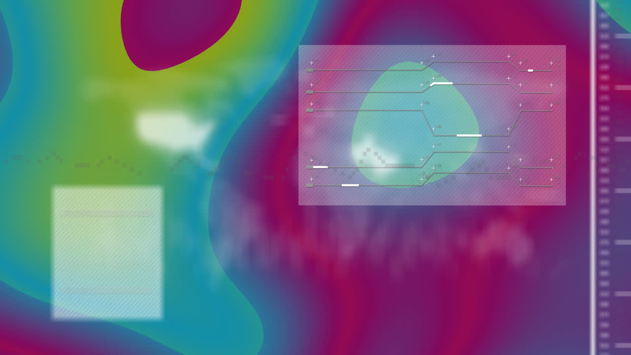 animación del mapa del mundo y procesamiento de datos sobre un fondo multicolor que cambia
