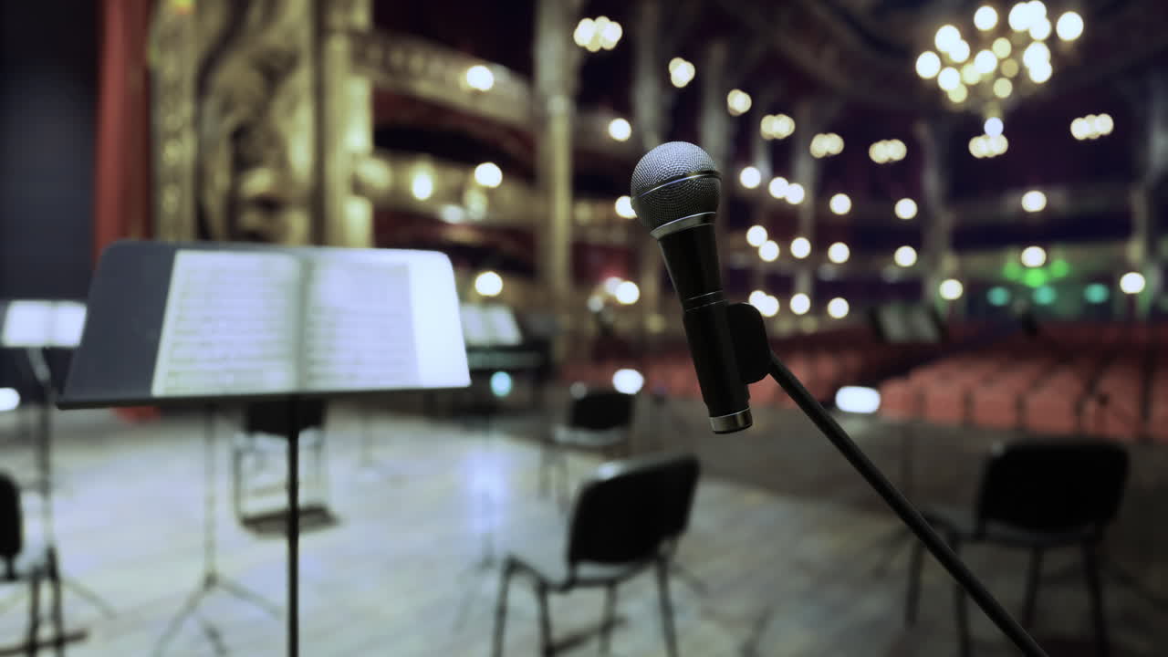 Set for a performance in an elegant theater before the show begins