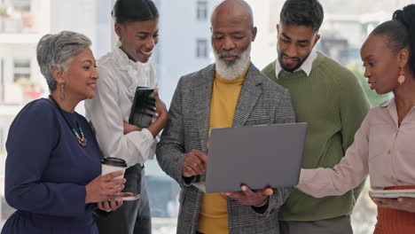 leadership, ideas and man with laptop