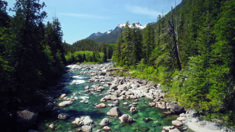 scenic aerial view: majestic mountains revealed from vancouver island river