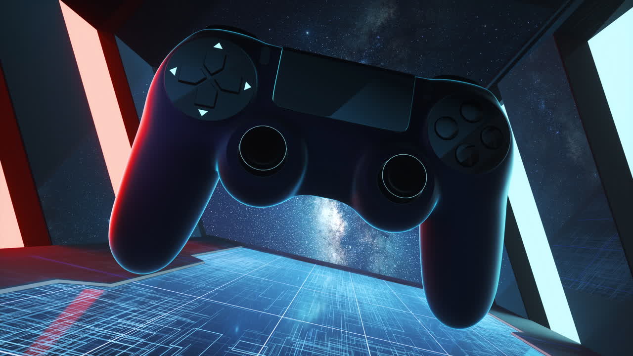el gamepad en la estación espacial, renderización en 3d.
