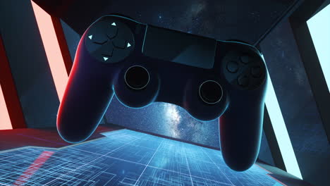 The gamepad in the space station, 3d rendering.