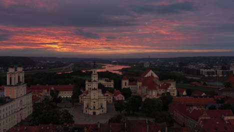 kaunas old town in dramatic summer evening