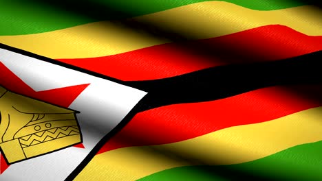 Zimbabwe Flag Waving Textile Textured Background. Seamless Loop Animation. Full Screen. Slow motion. 4K Video