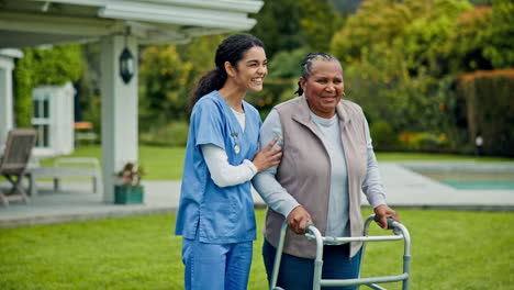Elderly-care,-old-woman-with-walker