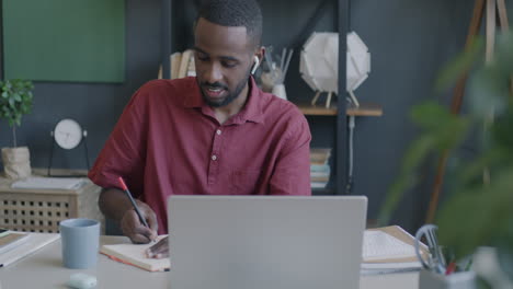 man working from home, online education, and video call